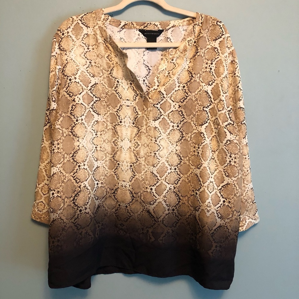 Investments Beige and Black Snake Print Tunic